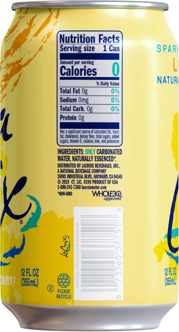 LaCroix Sparkling Water. Lemon. 12 Fl Oz (pack of 12) - Image 2
